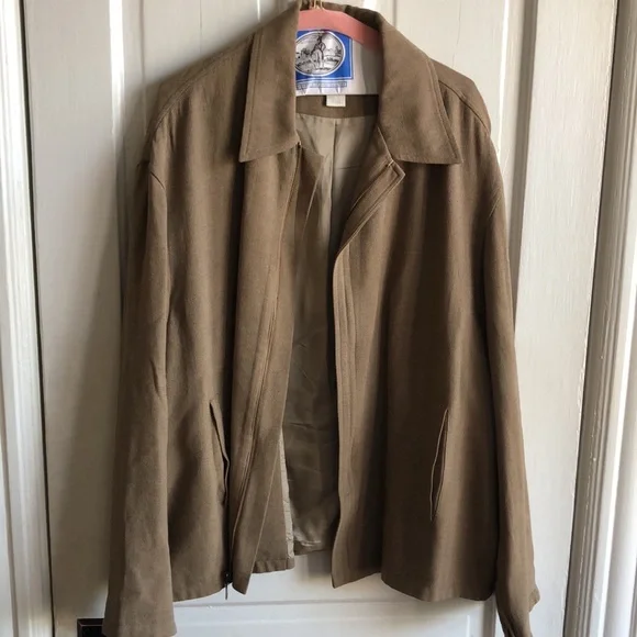 Perry Ellis Brown Zip Front Spread Collar Jacket XL - Picture 6 of 13